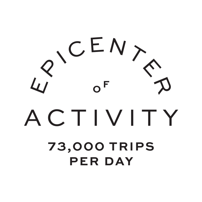 Epicenter of activity, 73,000 trips per day