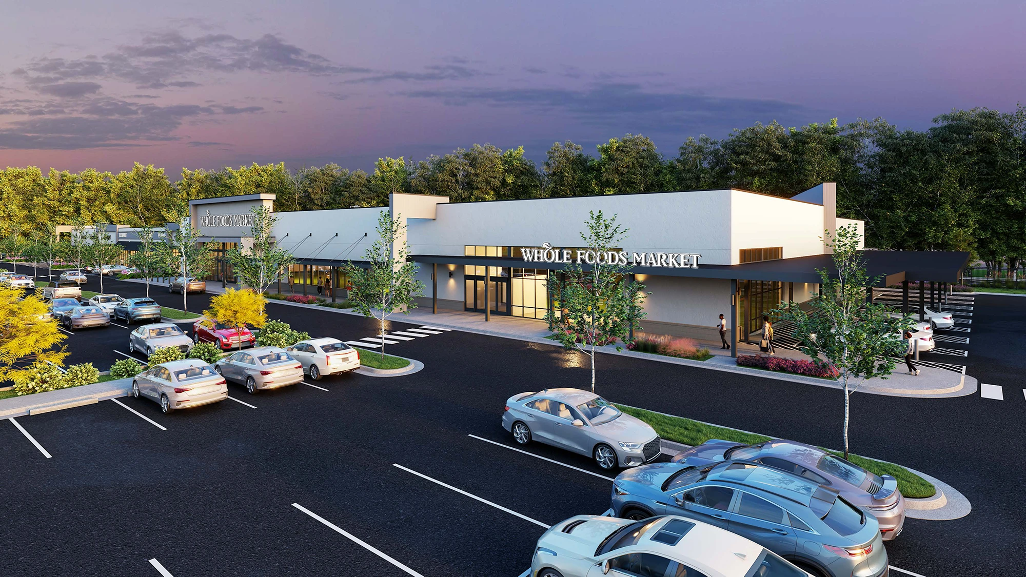 A rendering of retail and parking at Derby Place