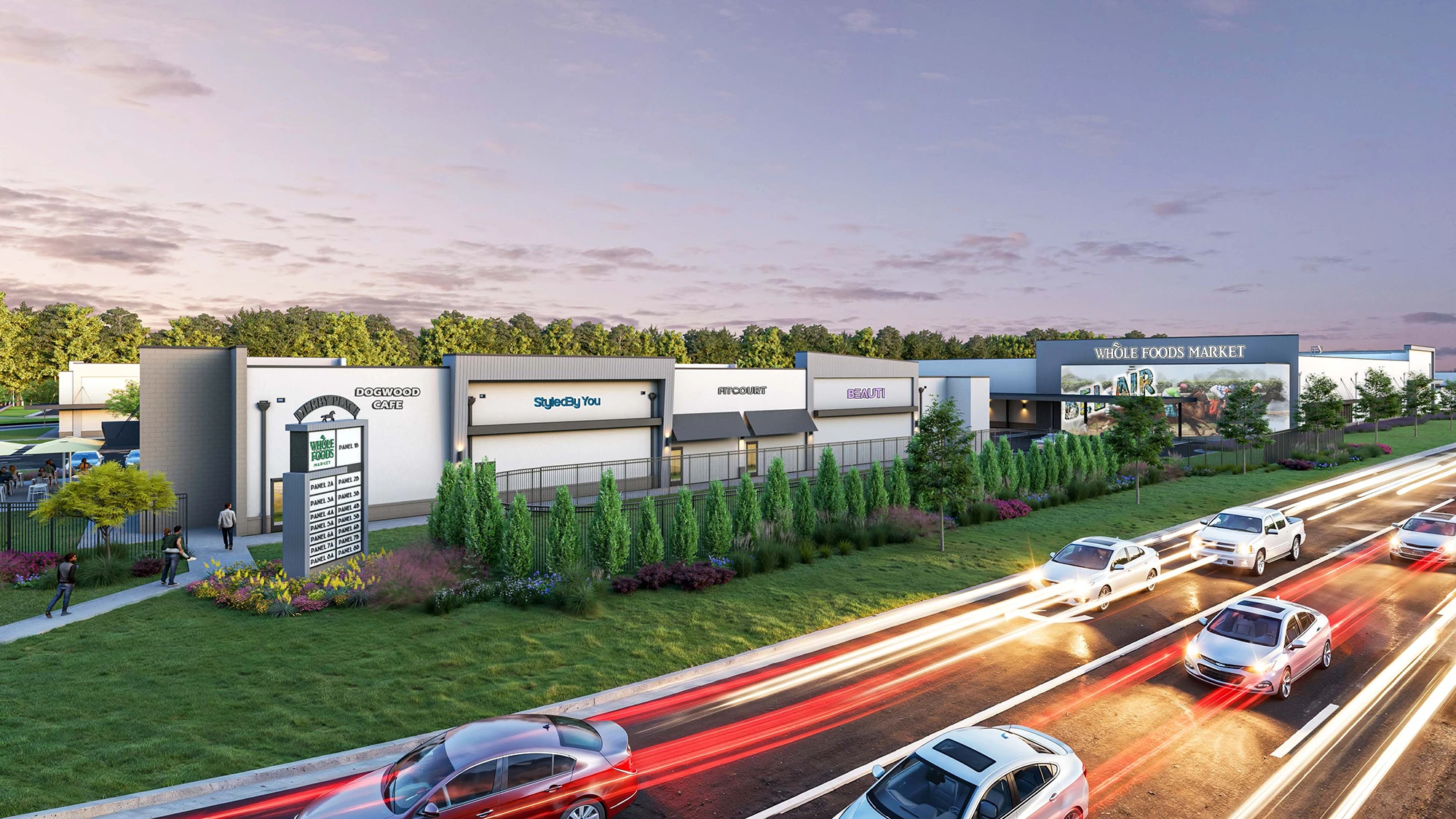 A rendering of retail and parking at Derby Place