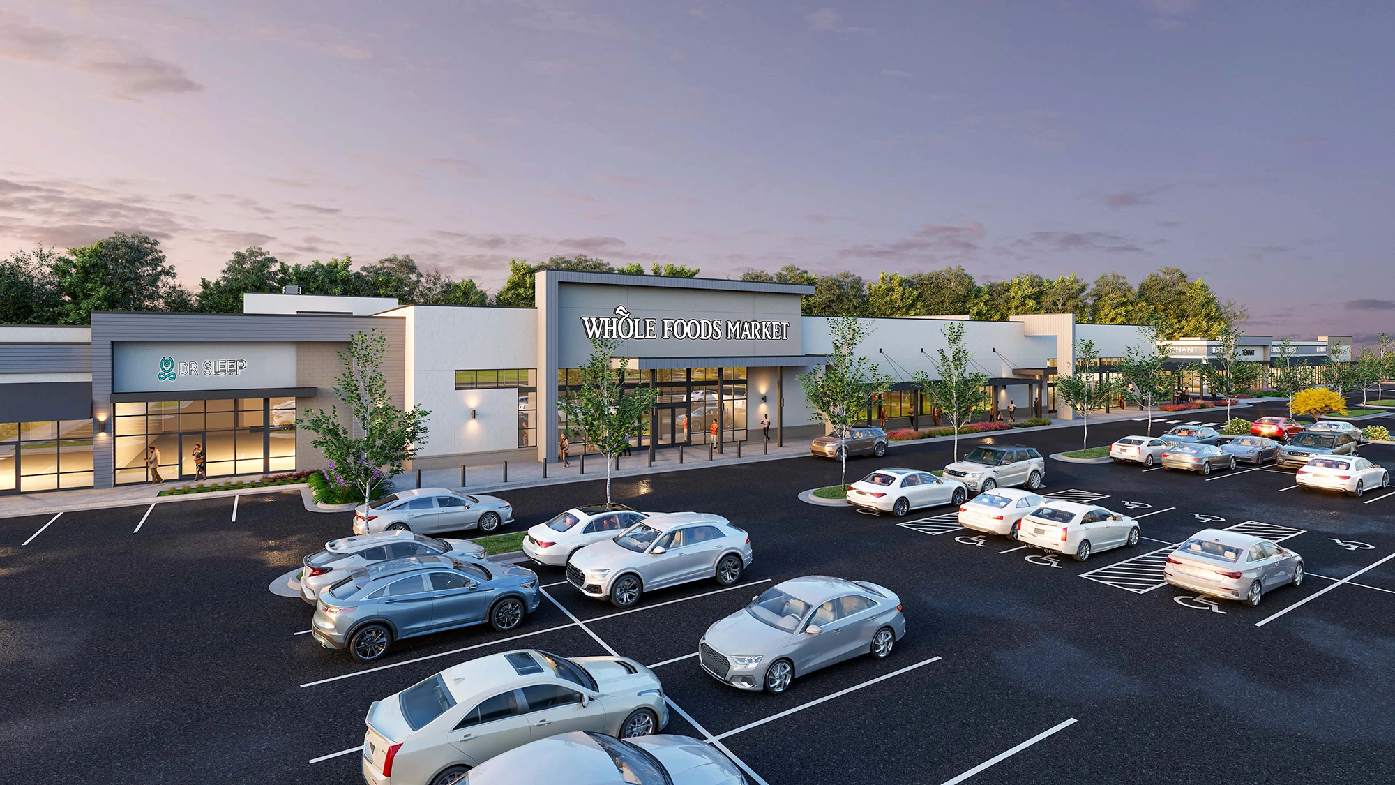 A rendering of retail and parking at Derby Place